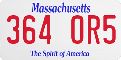 MA license plate 364OR5