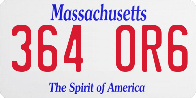 MA license plate 364OR6