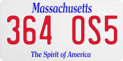 MA license plate 364OS5