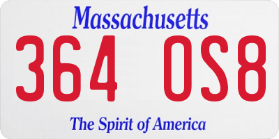 MA license plate 364OS8