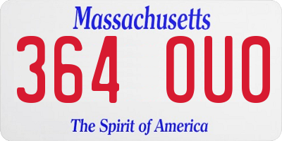 MA license plate 364OU0