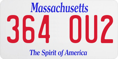 MA license plate 364OU2