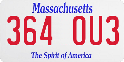 MA license plate 364OU3
