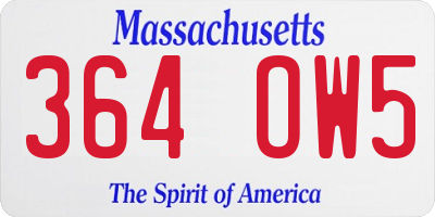 MA license plate 364OW5