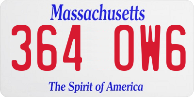 MA license plate 364OW6