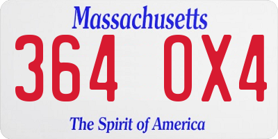 MA license plate 364OX4