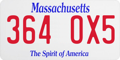 MA license plate 364OX5