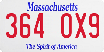 MA license plate 364OX9