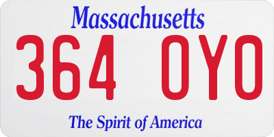 MA license plate 364OY0
