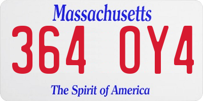 MA license plate 364OY4