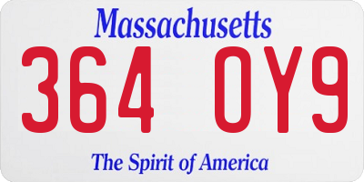MA license plate 364OY9