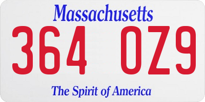 MA license plate 364OZ9