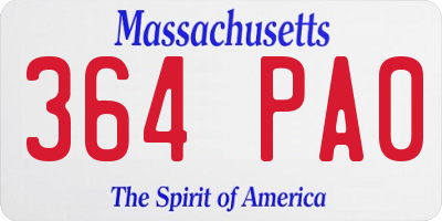MA license plate 364PA0