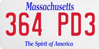 MA license plate 364PD3