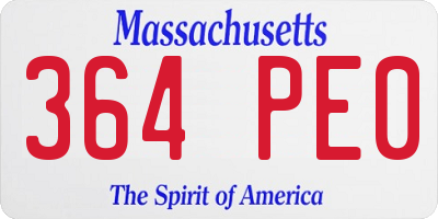 MA license plate 364PE0