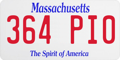 MA license plate 364PI0