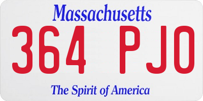 MA license plate 364PJ0