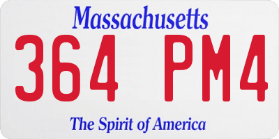 MA license plate 364PM4