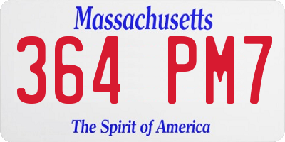 MA license plate 364PM7