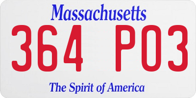 MA license plate 364PO3