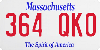 MA license plate 364QK0