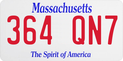 MA license plate 364QN7