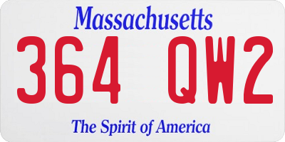 MA license plate 364QW2