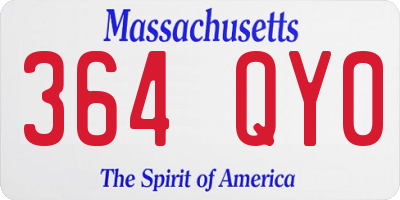 MA license plate 364QY0