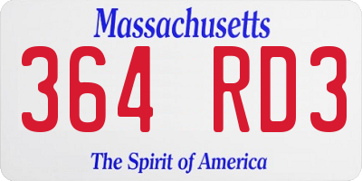 MA license plate 364RD3