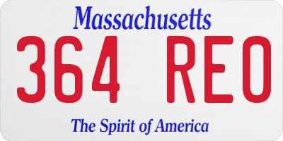 MA license plate 364RE0