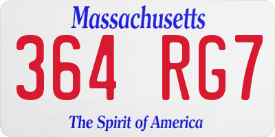 MA license plate 364RG7