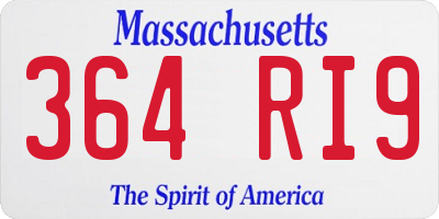 MA license plate 364RI9