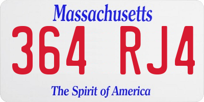 MA license plate 364RJ4