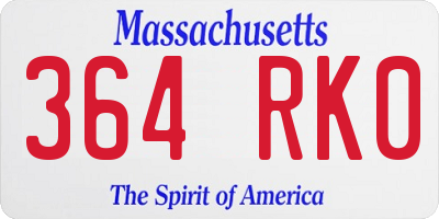 MA license plate 364RK0