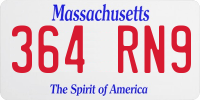 MA license plate 364RN9