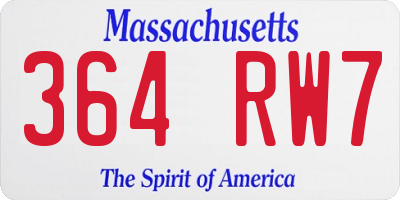 MA license plate 364RW7