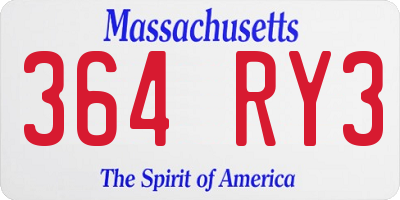 MA license plate 364RY3