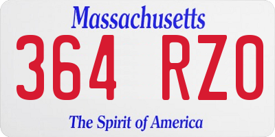 MA license plate 364RZ0