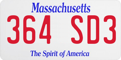 MA license plate 364SD3