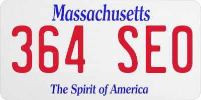 MA license plate 364SE0