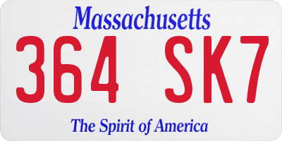MA license plate 364SK7