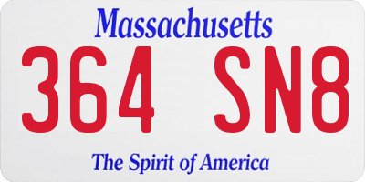 MA license plate 364SN8
