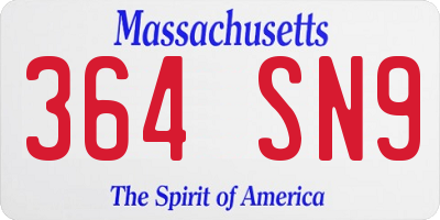 MA license plate 364SN9