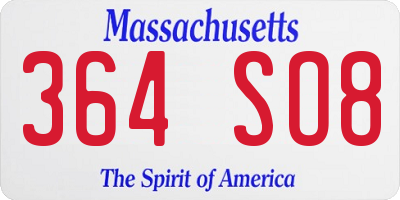 MA license plate 364SO8