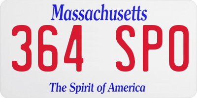 MA license plate 364SP0