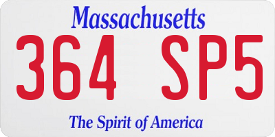 MA license plate 364SP5