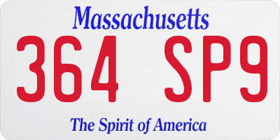 MA license plate 364SP9