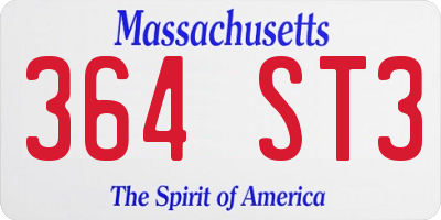 MA license plate 364ST3
