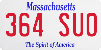 MA license plate 364SU0