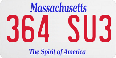 MA license plate 364SU3
